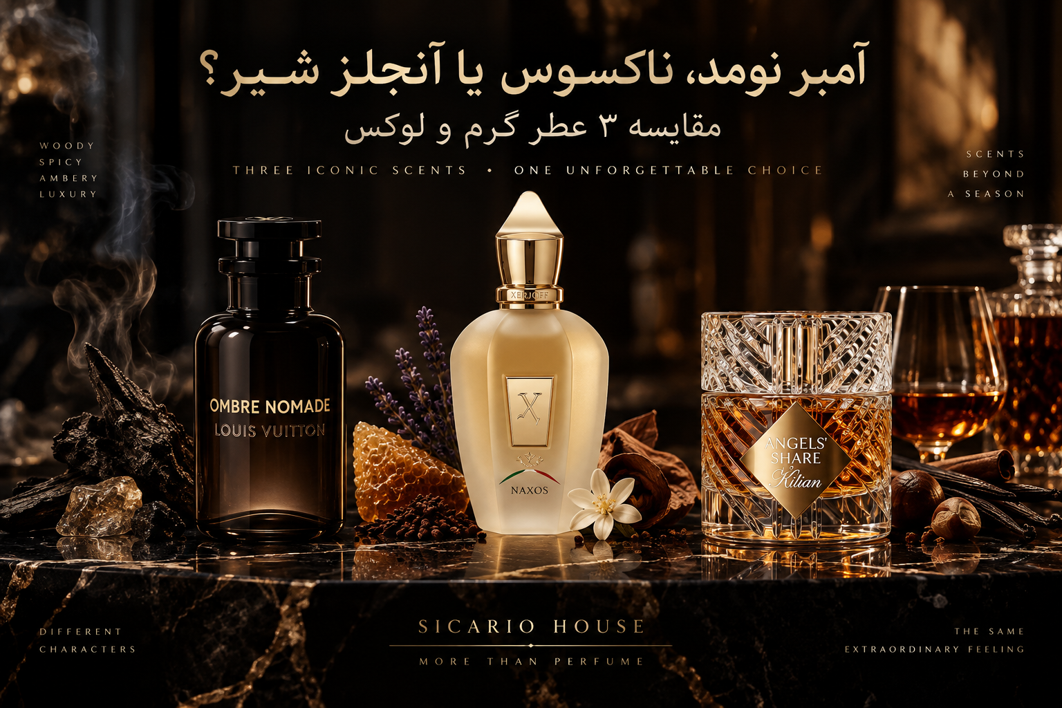 آمبر نومد، ناکسوس یا آنجلز شیر؟ مقایسه ۳ عطر گرم و لوکس